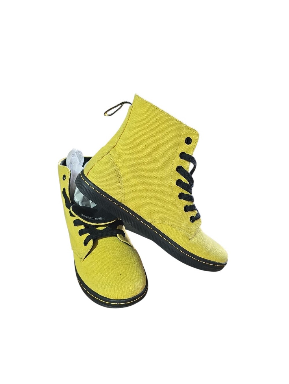 Dr. Martens Yellow Canvas High-Top Sneakers with Black Laces Women 8